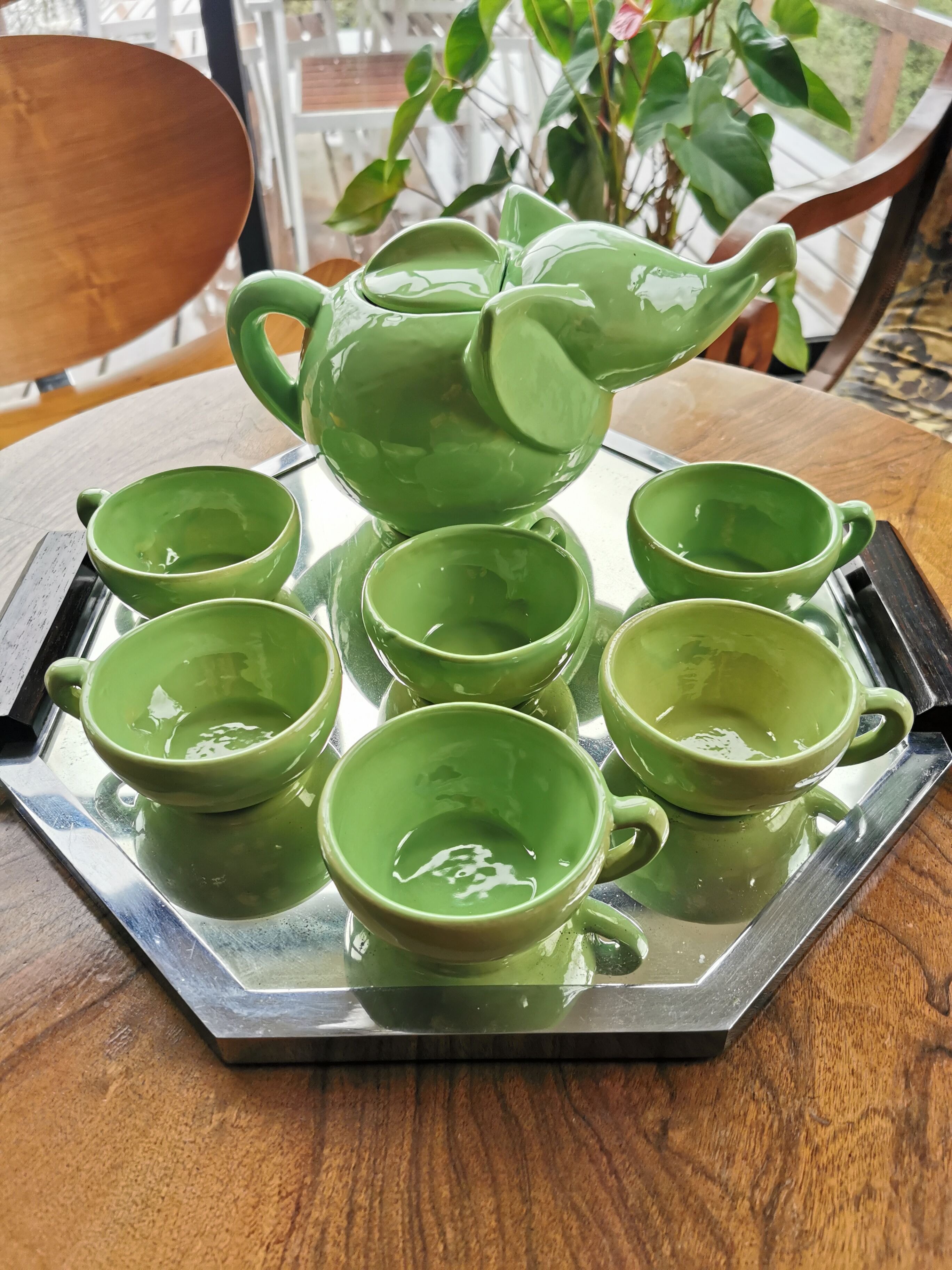 Craft ceramic tea service animal decoration