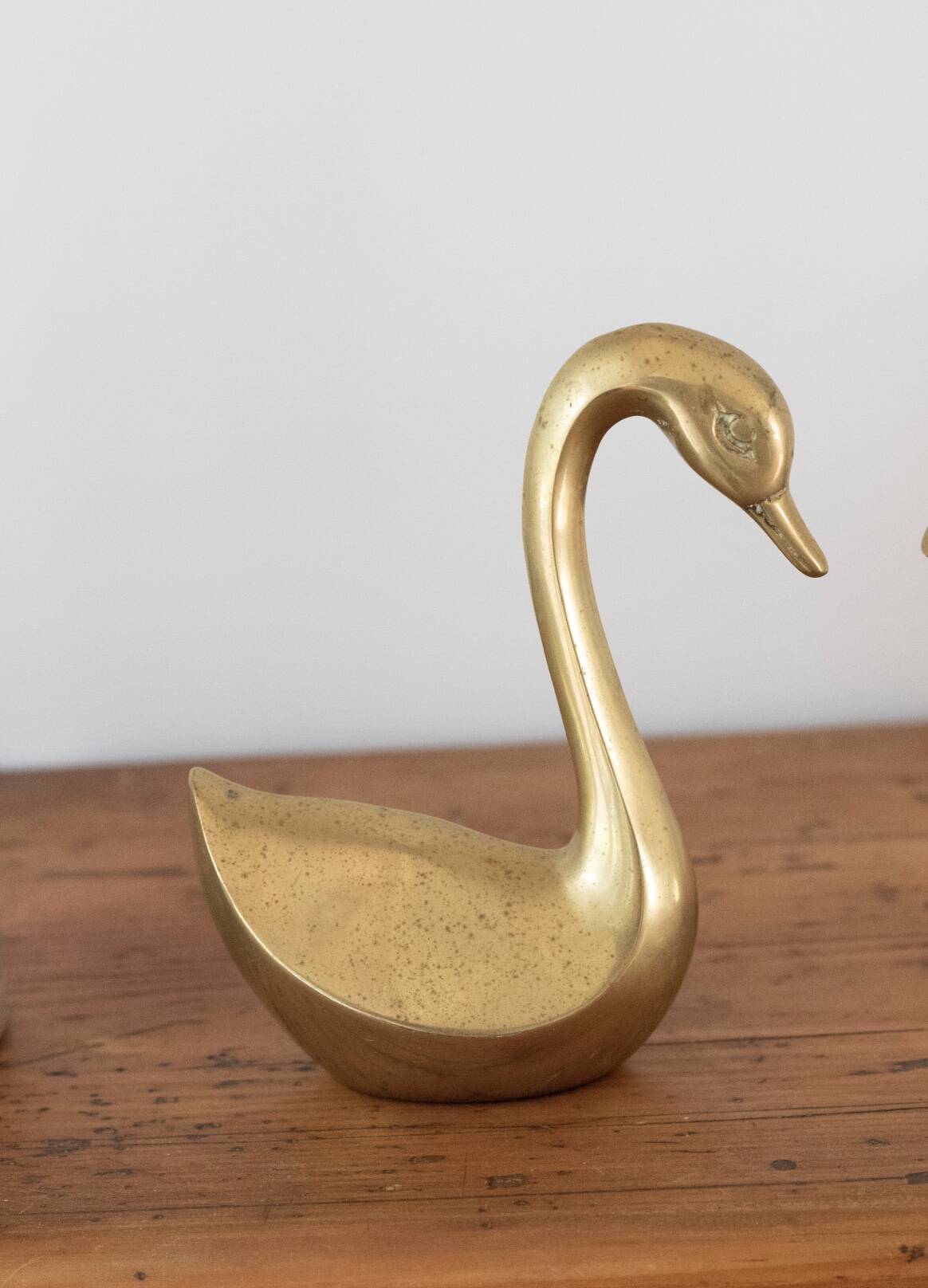 Pair of vintage brass swans