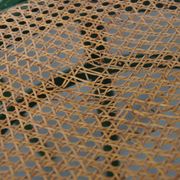 Set of 4 Green Vintage Bistro Chairs with Woven Rattan Seats