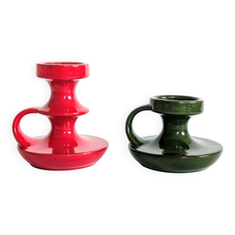 Pair of ceramic candlesticks | Cari Zalloni Steuler Ceramics | Germany, 1960s