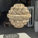 Suspension or rattan lampshade in an elongated spherical shape, layered H80 D