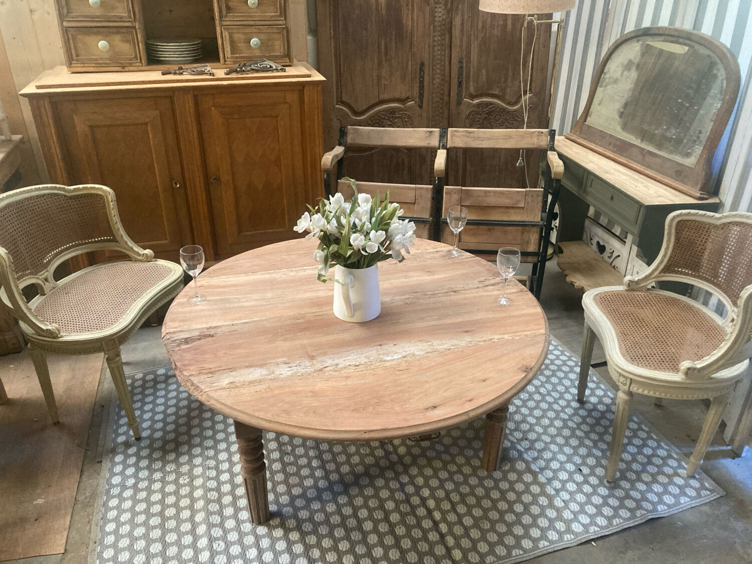 Round farmhouse coffee table