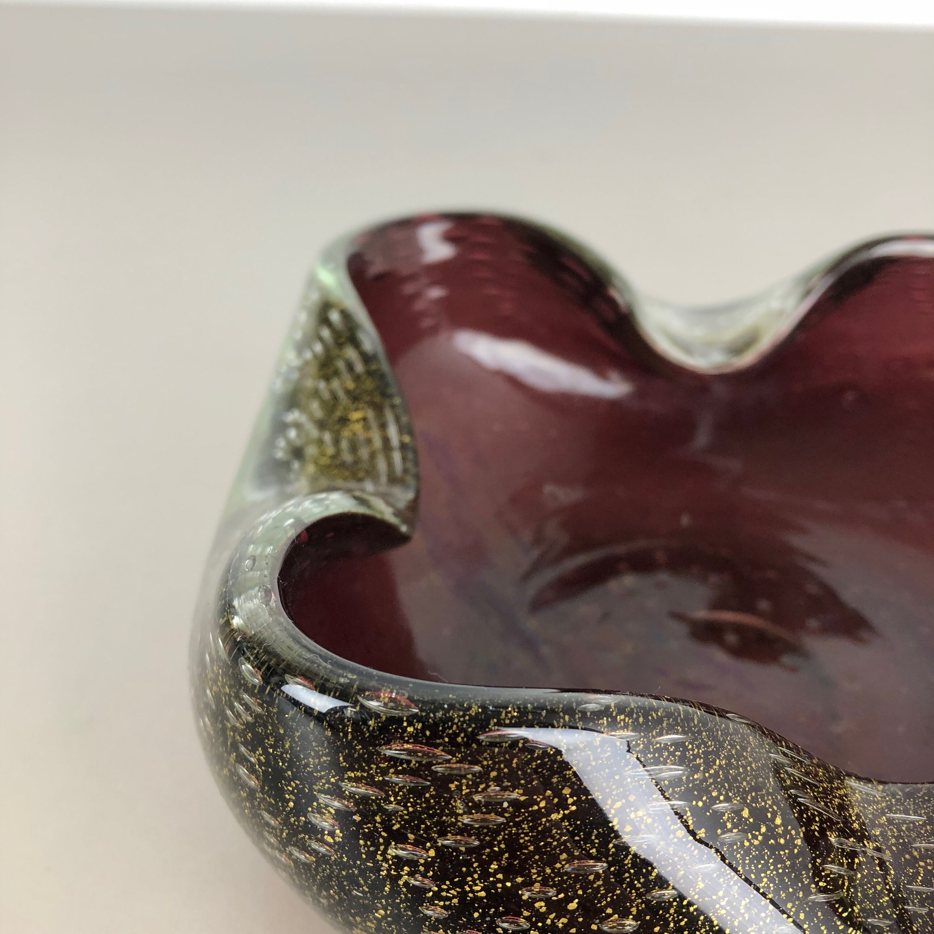 Murano glass ashtray "Golden Dust", Italy, 1970