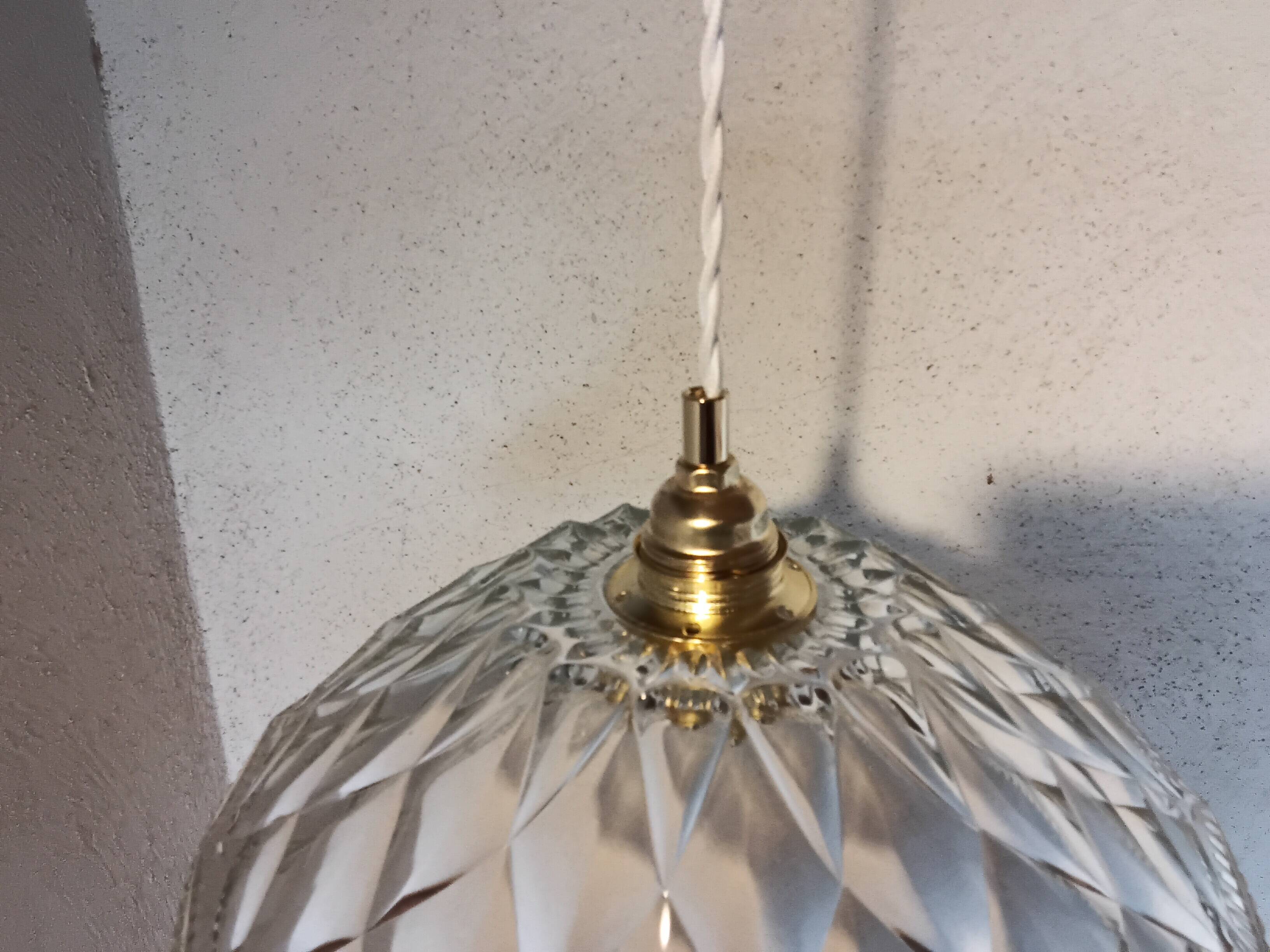 Vintage pendant light in chiseled glass