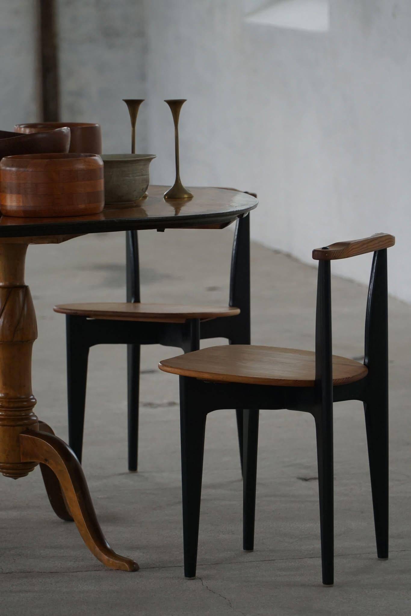 Set of 4 'Thema' chairs in pine by Yngve Ekström, Swedese, Modern Swedish, 1954