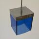 Art Deco ceiling light in blue glass and chrome, 1950s, Italy