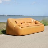 3-seater "space age" sofa, orange imitation leather, 1970s