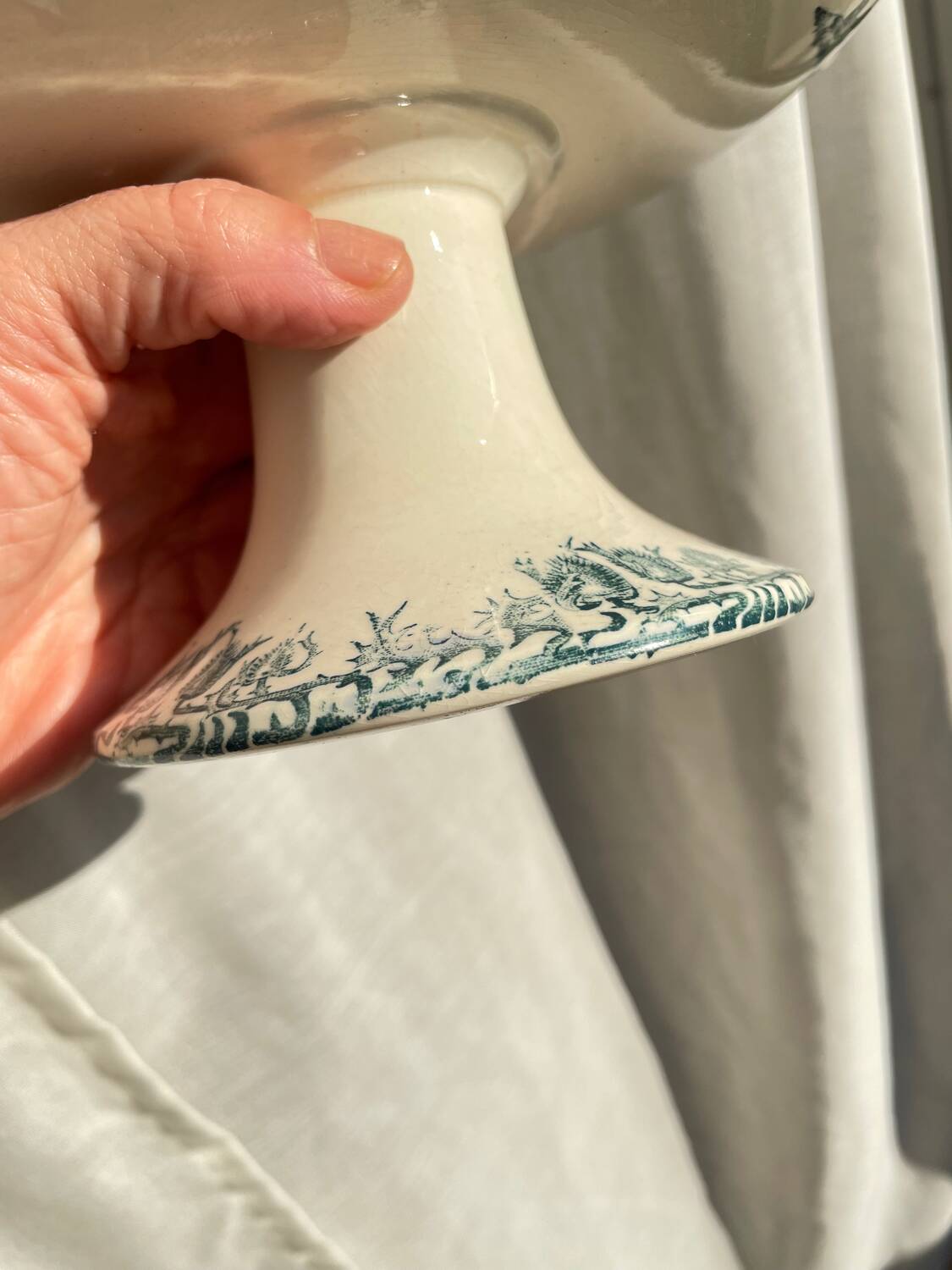 Old Compote Dish Terre de Fer Longwy Model Richelieu