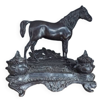 Bronze horse inkwell signed MENE