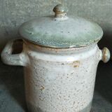 Duo of potter's pots covered in vintage glazed stoneware