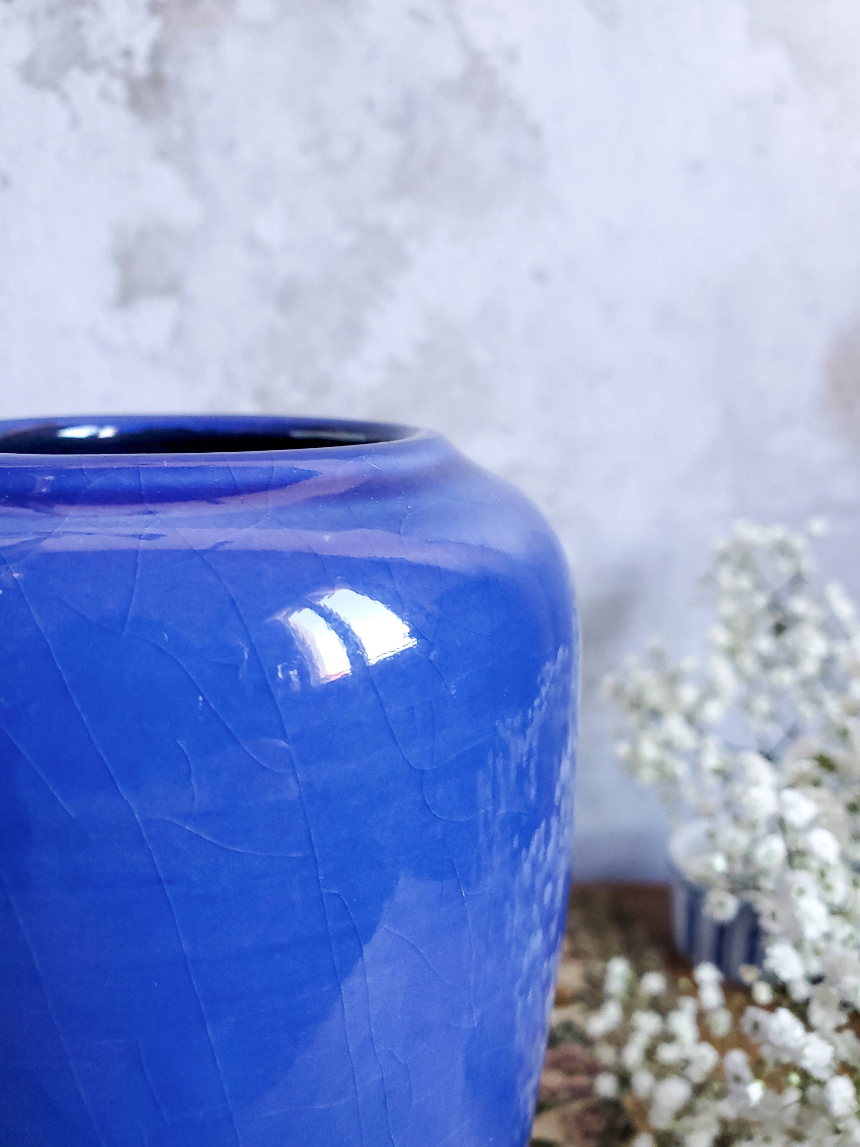 Blue vase Bay Keramik 750-17 W Germany 1980