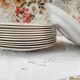 Lot de 12 assiettes creuses l'amandinoise frise dorure et roses anciennes. en demi-porcelaine poreyl