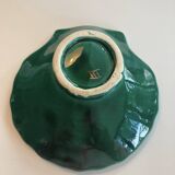 Green glazed ceramic scallop shell dish marked III