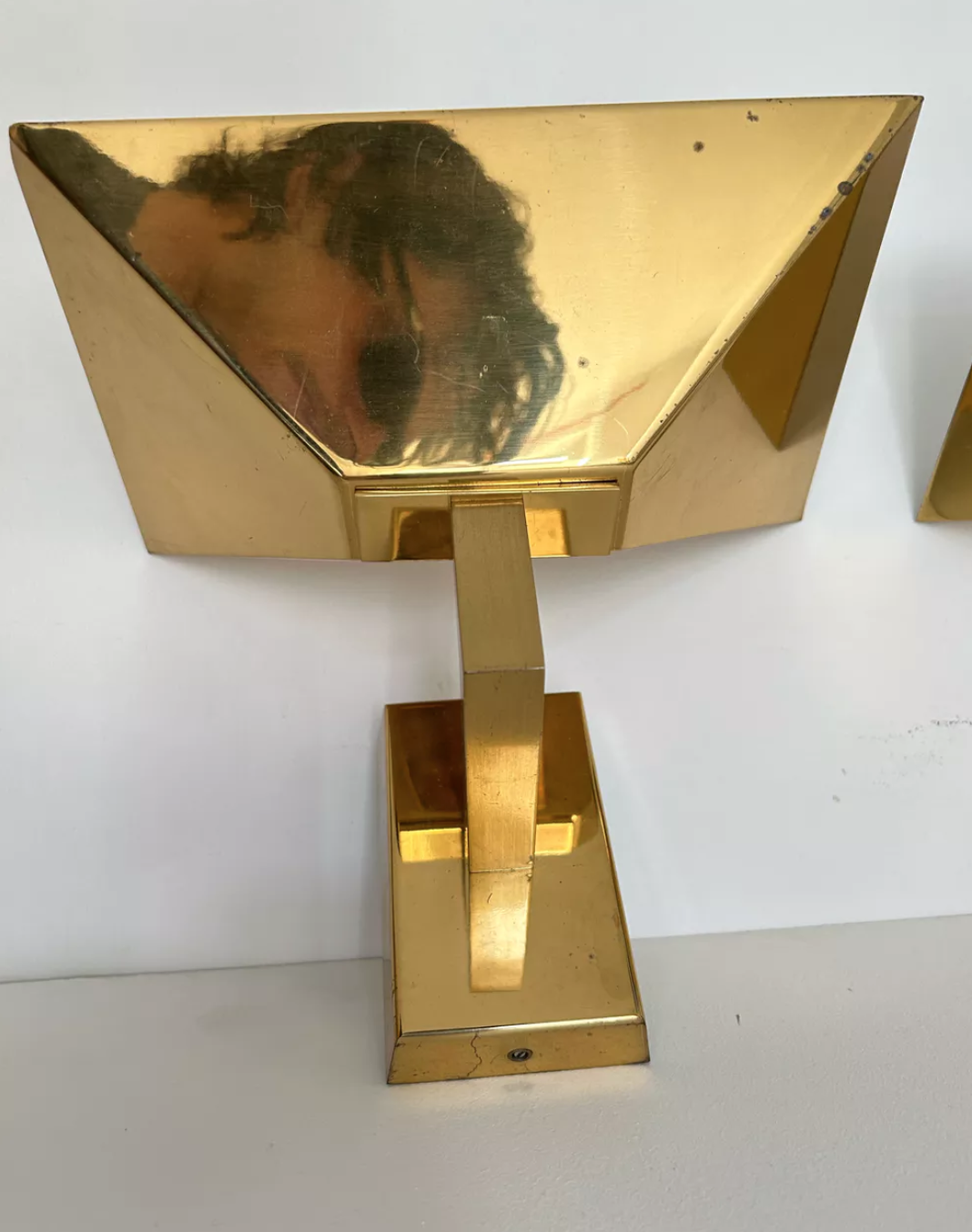Pair of solid brass vintage wall lamp, Germany 1980
