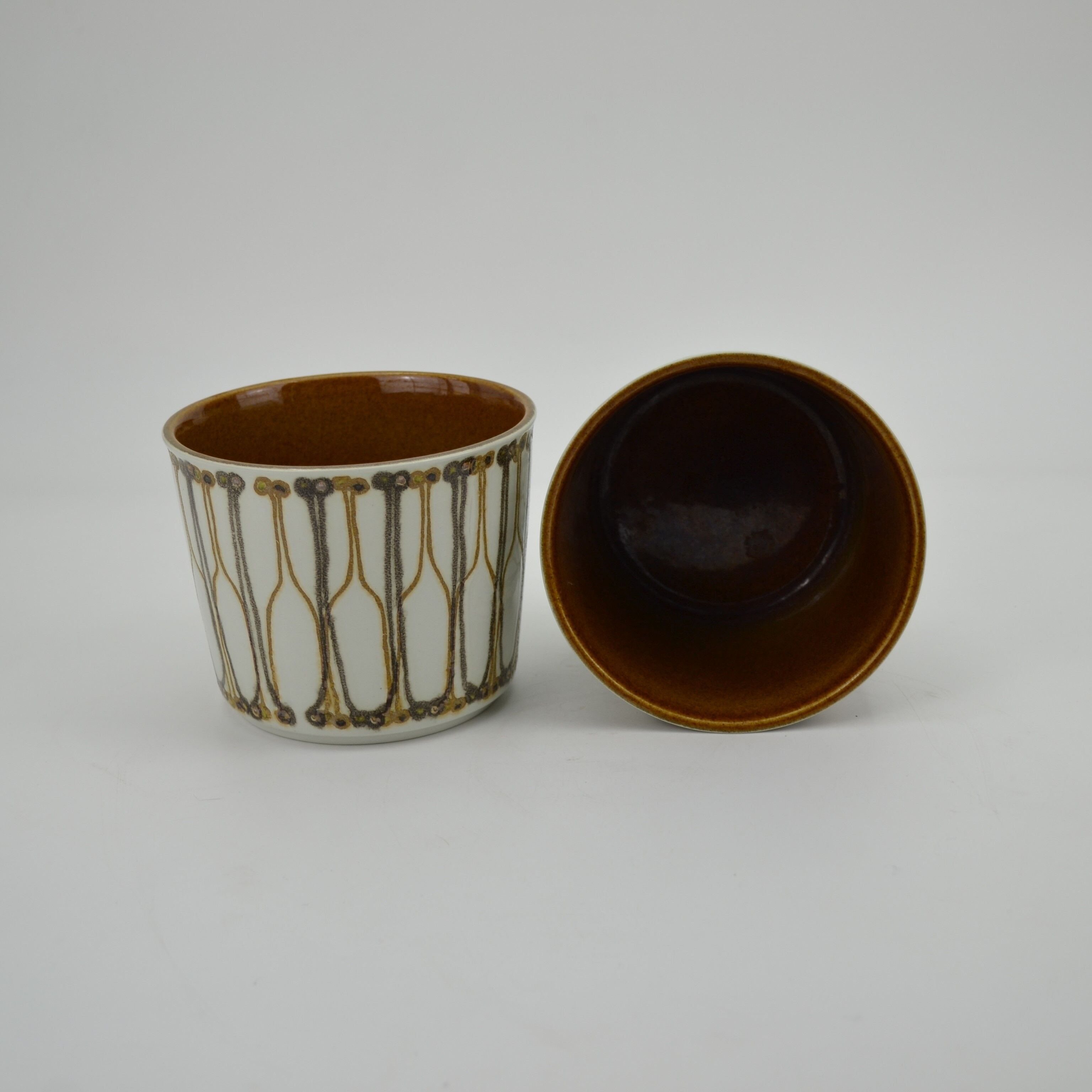 Pair of earthenware pot covers from Ellen Malmer's Baca series for Royal Copenhagen