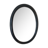 Black laqué wood oval mirror - 53x39cm