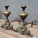 Pair of 18th century gilt bronze andirons with marmosets