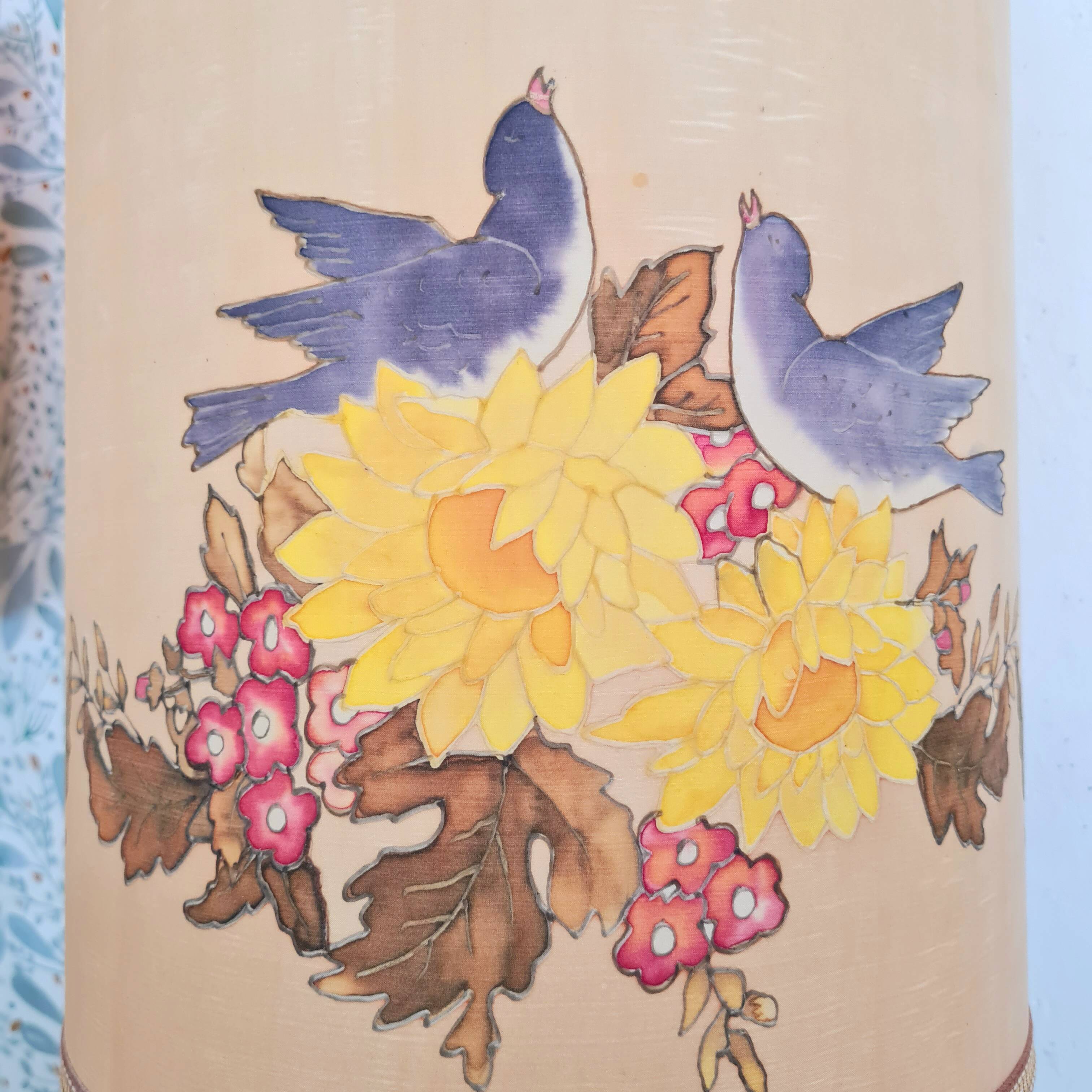 Lampe dame jeanne  abat jour fleuri