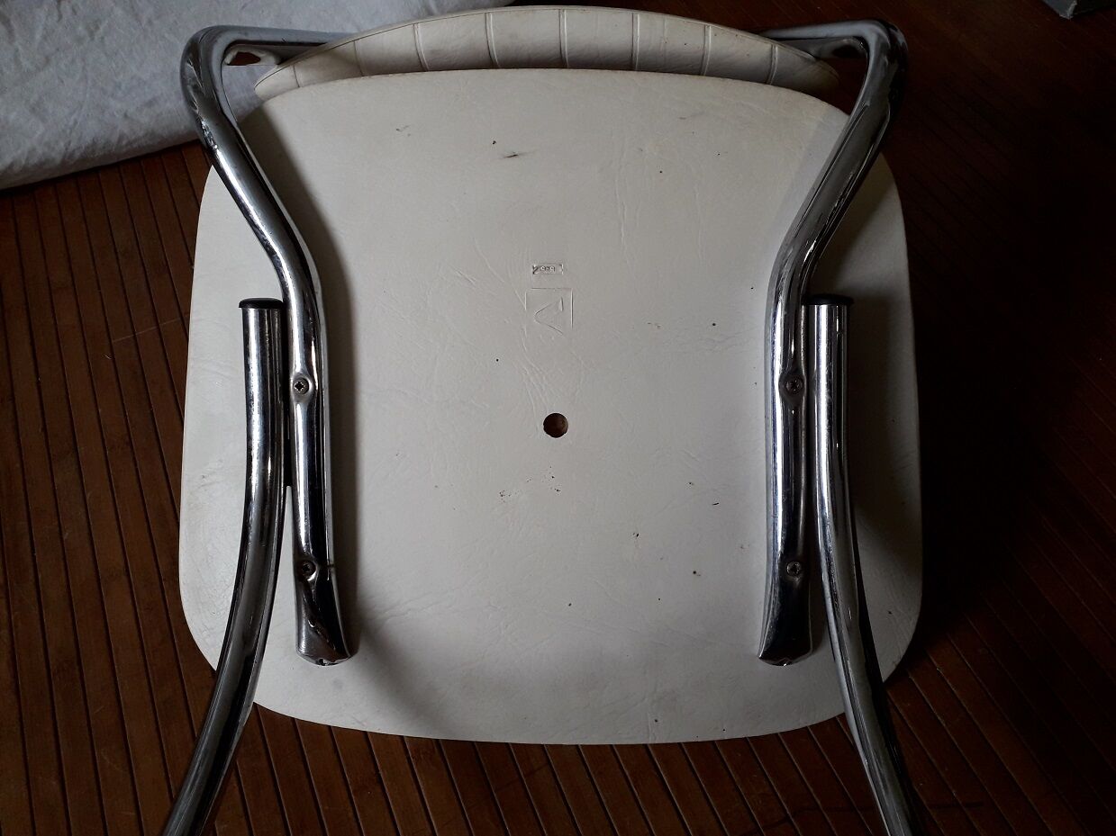 3 white skai chairs, 70's