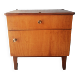 Vintage 70s light wood bedside table