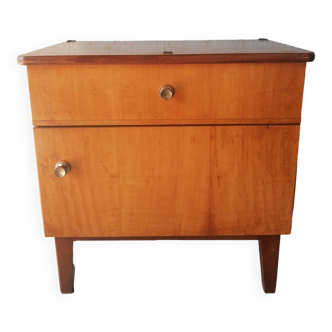 Vintage 70s light wood bedside table