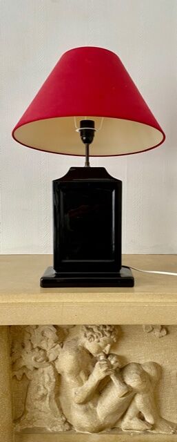 Vintage black ceramic lamp base 1980