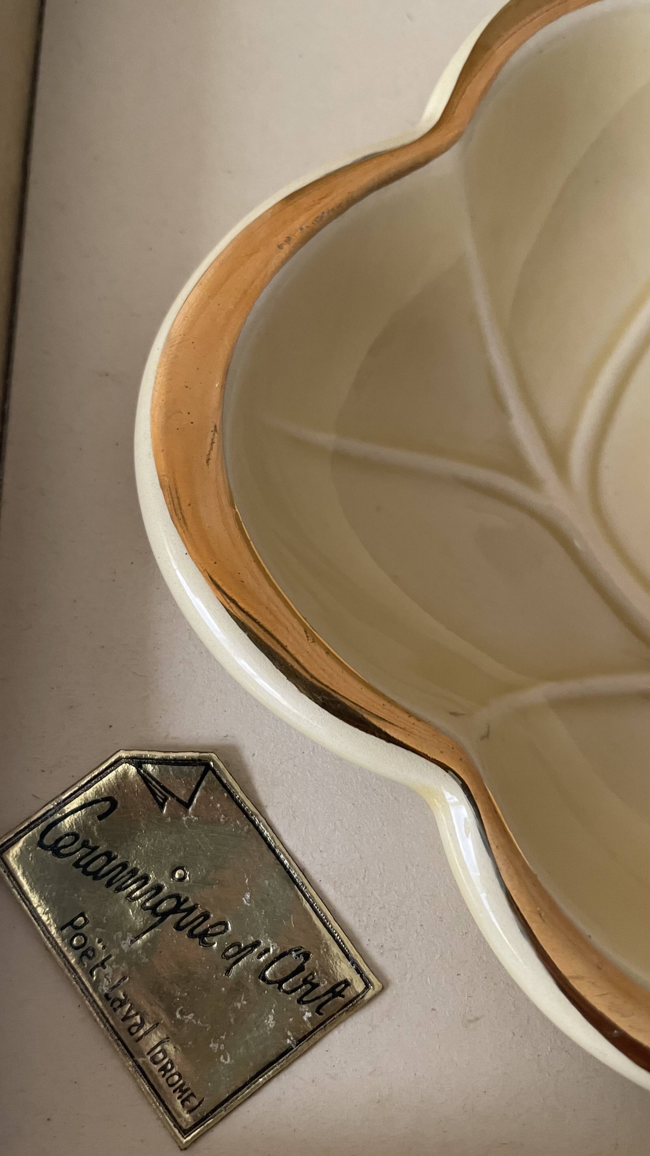 Butter dish and ceramic knife Poet Laval vintage 60s