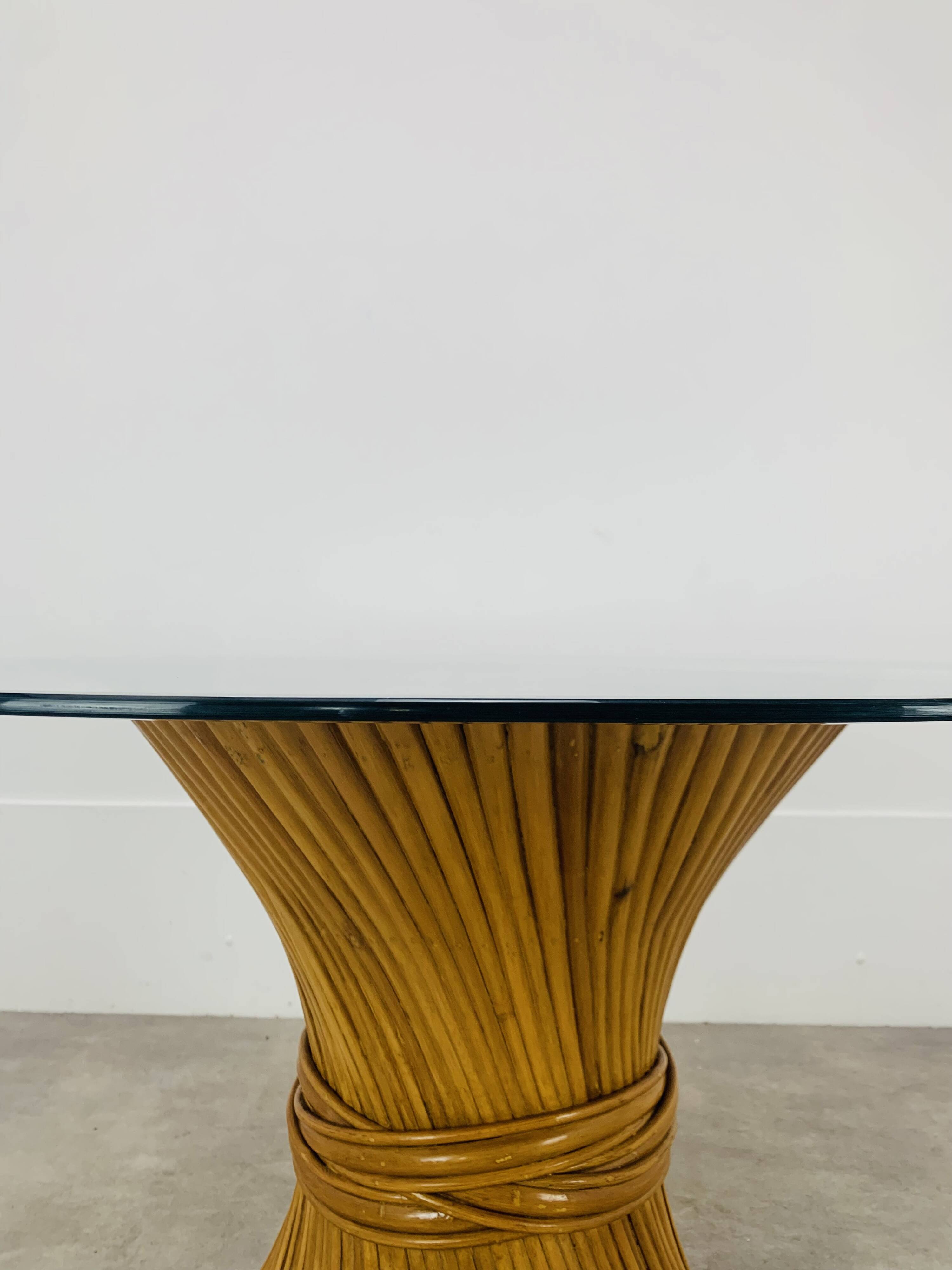 McGuire Bamboo Dining Table, Wheat Sheaf, 4 Person, Vintage