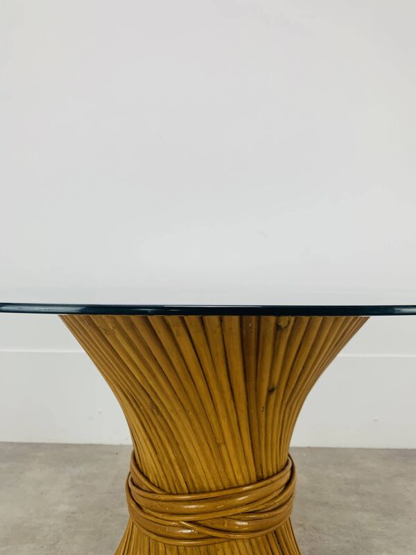 Table à repas bambou McGuire, gerbe de blé, 4 personnes, vintage