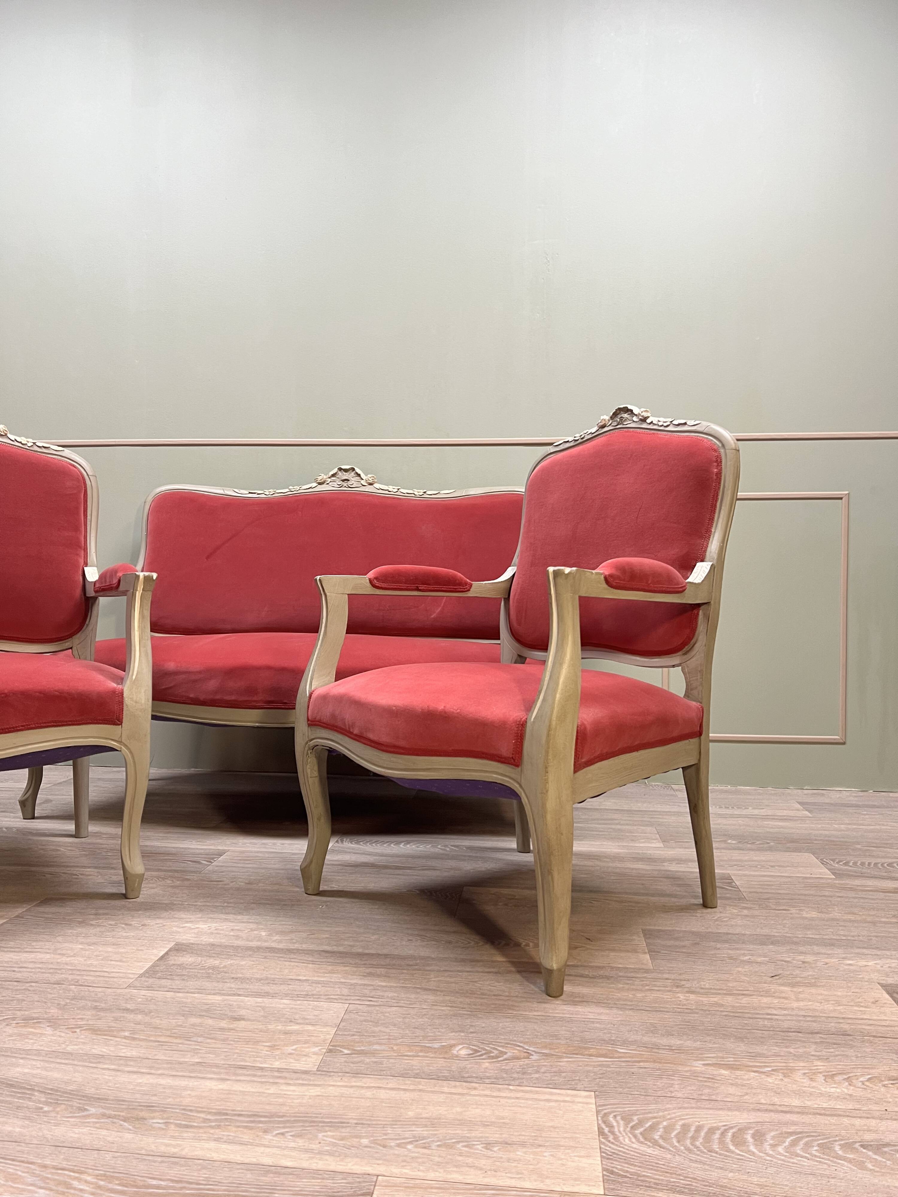 Louis xv style painted wood living room xix eme century