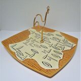 Ceramic cheese platter modernist rooster 60s
