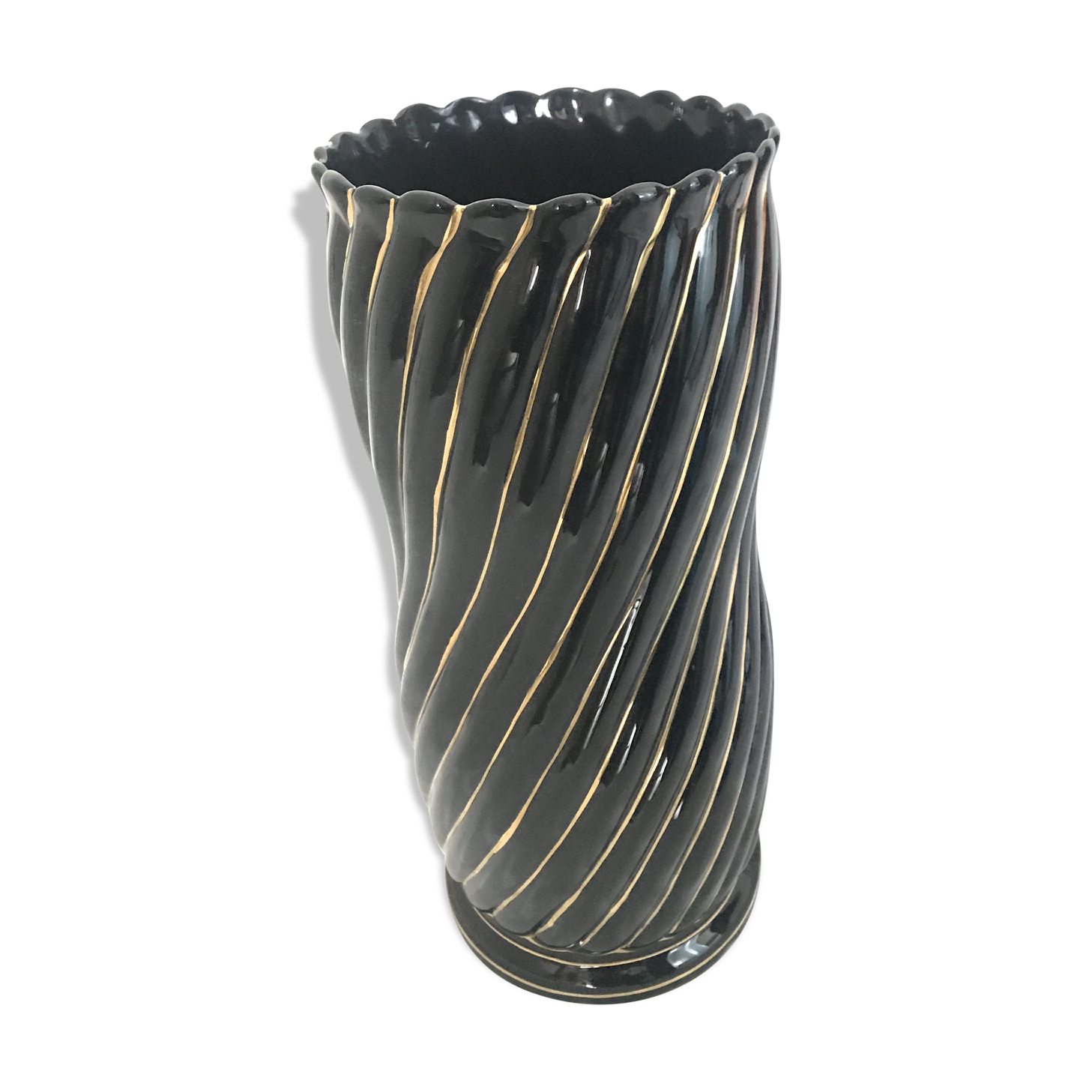 Black ceramic umbrella holder