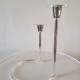 Double candle holder BMF silver metal design 70s
