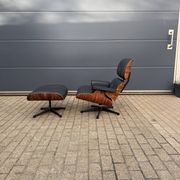 Vitra Eames Lounge chair XL + Ottoman, Zwart leder & Santos Palissander