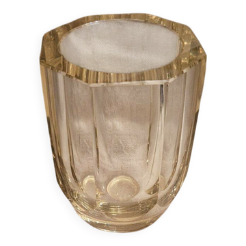 Daum Nancy - Vase Cylindrique Couleur Citrine Vers 1930