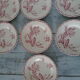 7 gien pink cactus model 6 plates - 1 hollow old