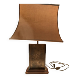 Lampe bois laiton années 70