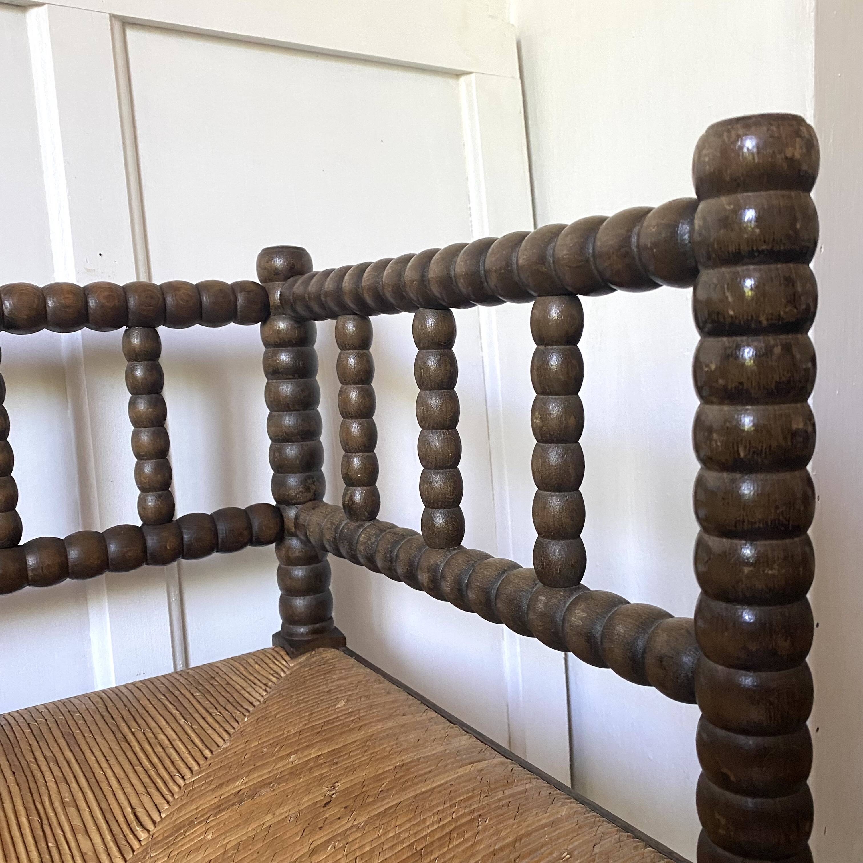 Pair of turned wood corner chairs, fireside chairs