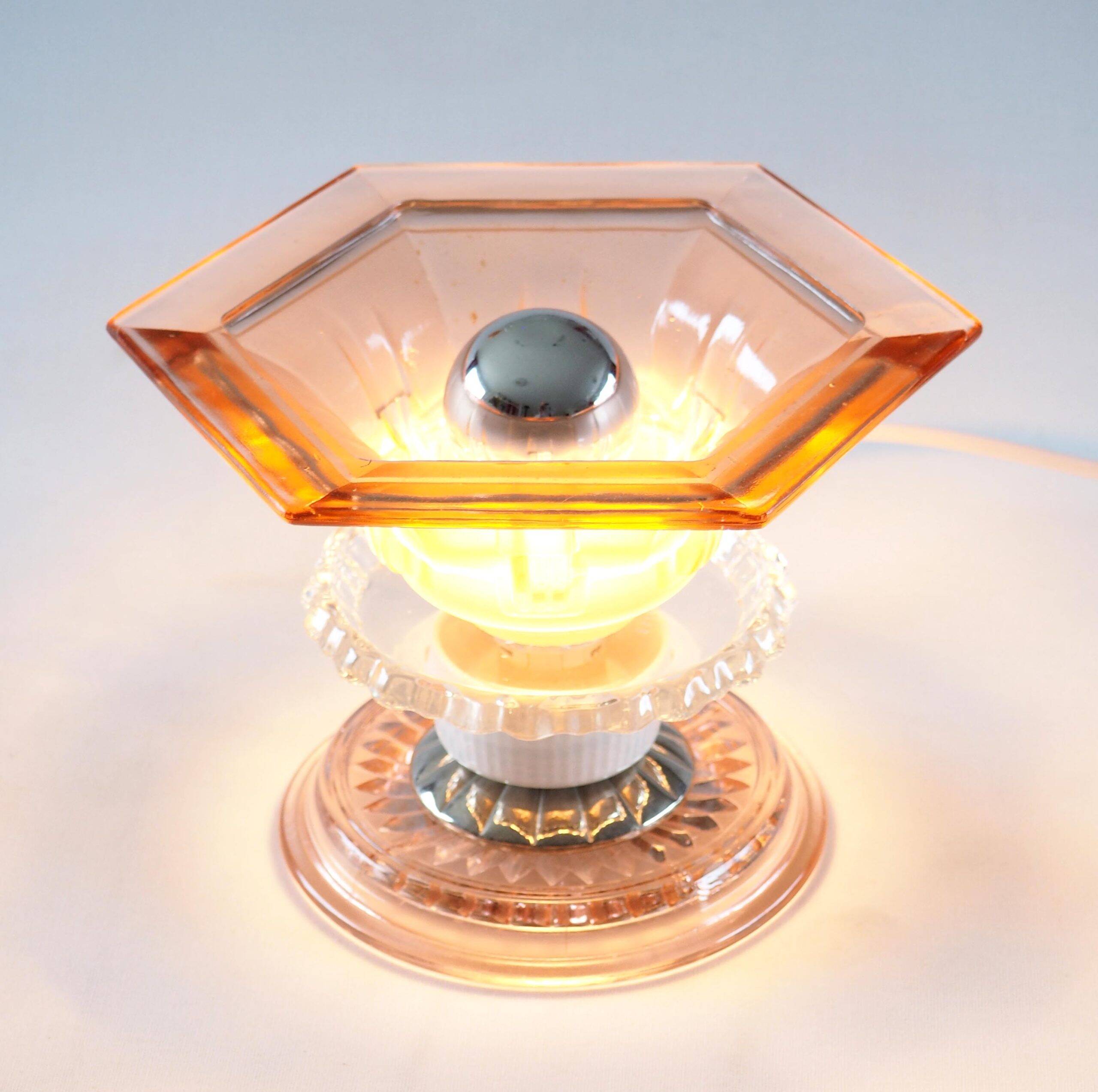 Art Deco pink glass lamp