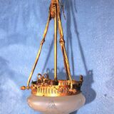 Bronze & glass pendant chandelier 1900s