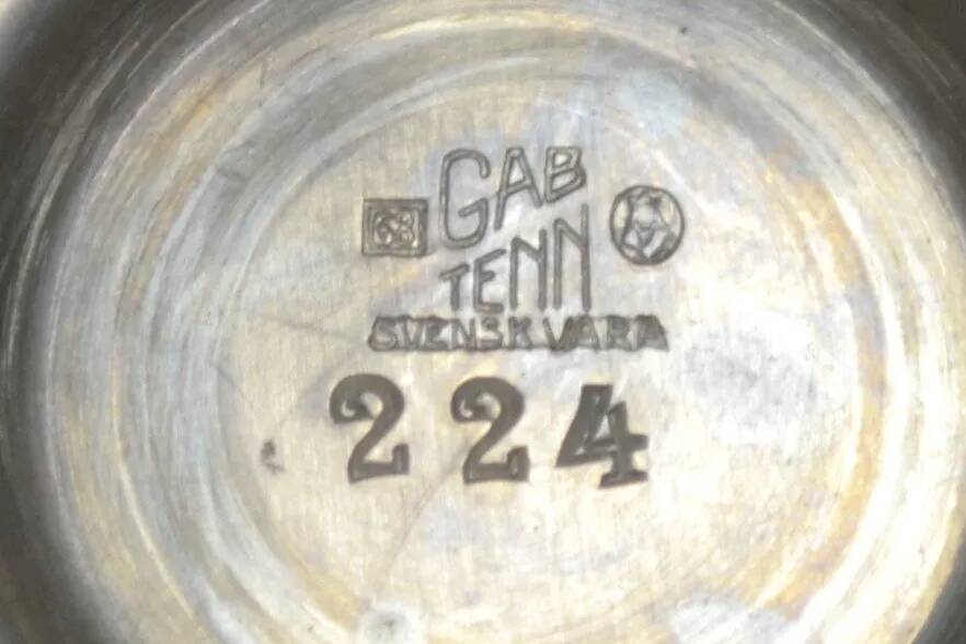 Rare pair of Pewter Candle Holders, Model 224 by GAB Tenn, Sweden, 1932