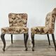 Pair of bedroom armchairs in walnut and fabric, 1960