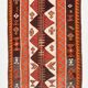 Orange & Brown Vintage Kilim Runner Rug, Oriental Pattern Hallway Carpet