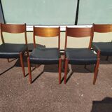 Ensemble de 4 chaises scandinaves teck cuir noire