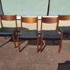 Set of 4 Scandinavian teak chairs in black leather