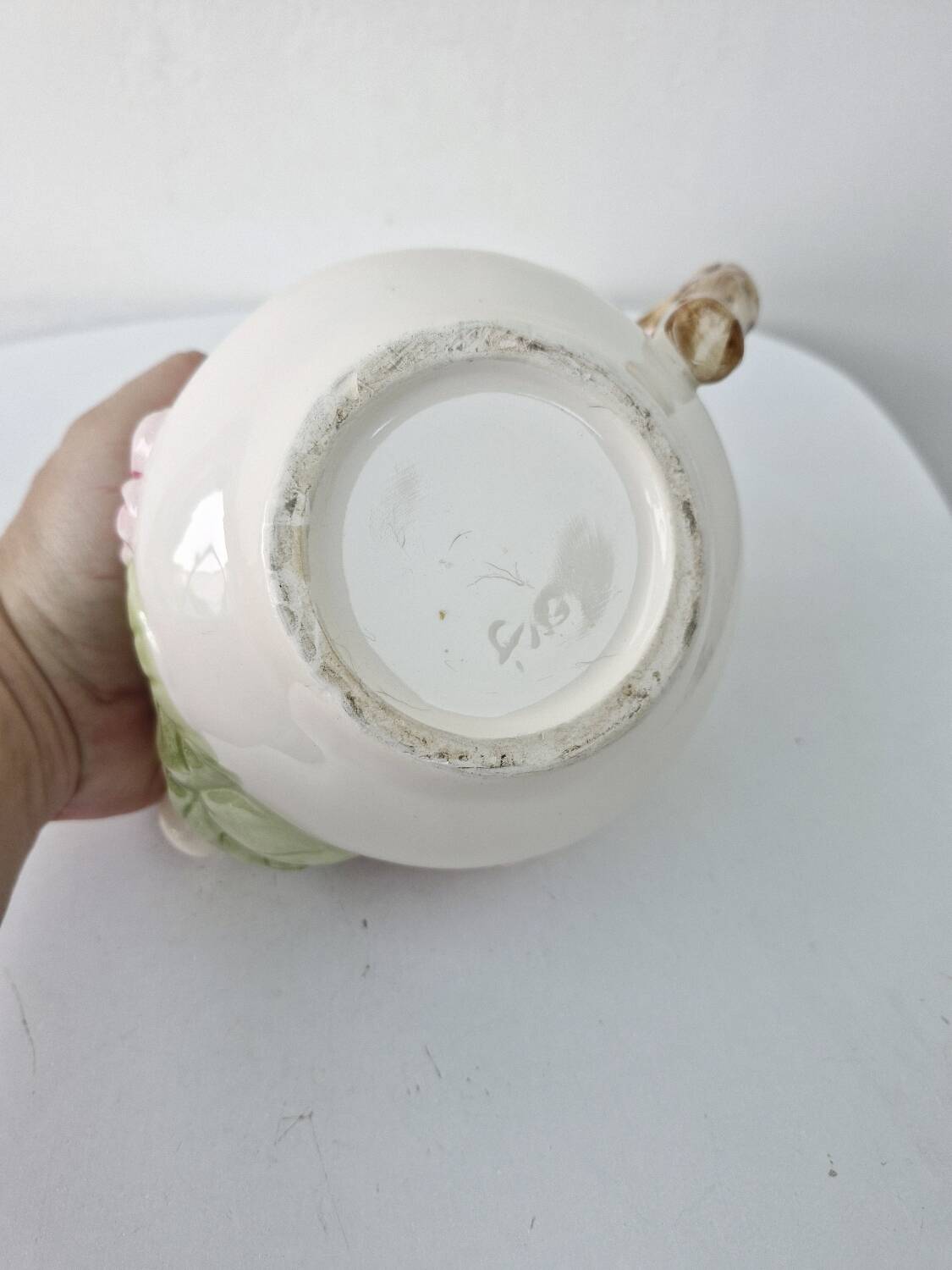 Vintage Ceramic Teapot Tisane Barbotine Apple Apple Tree