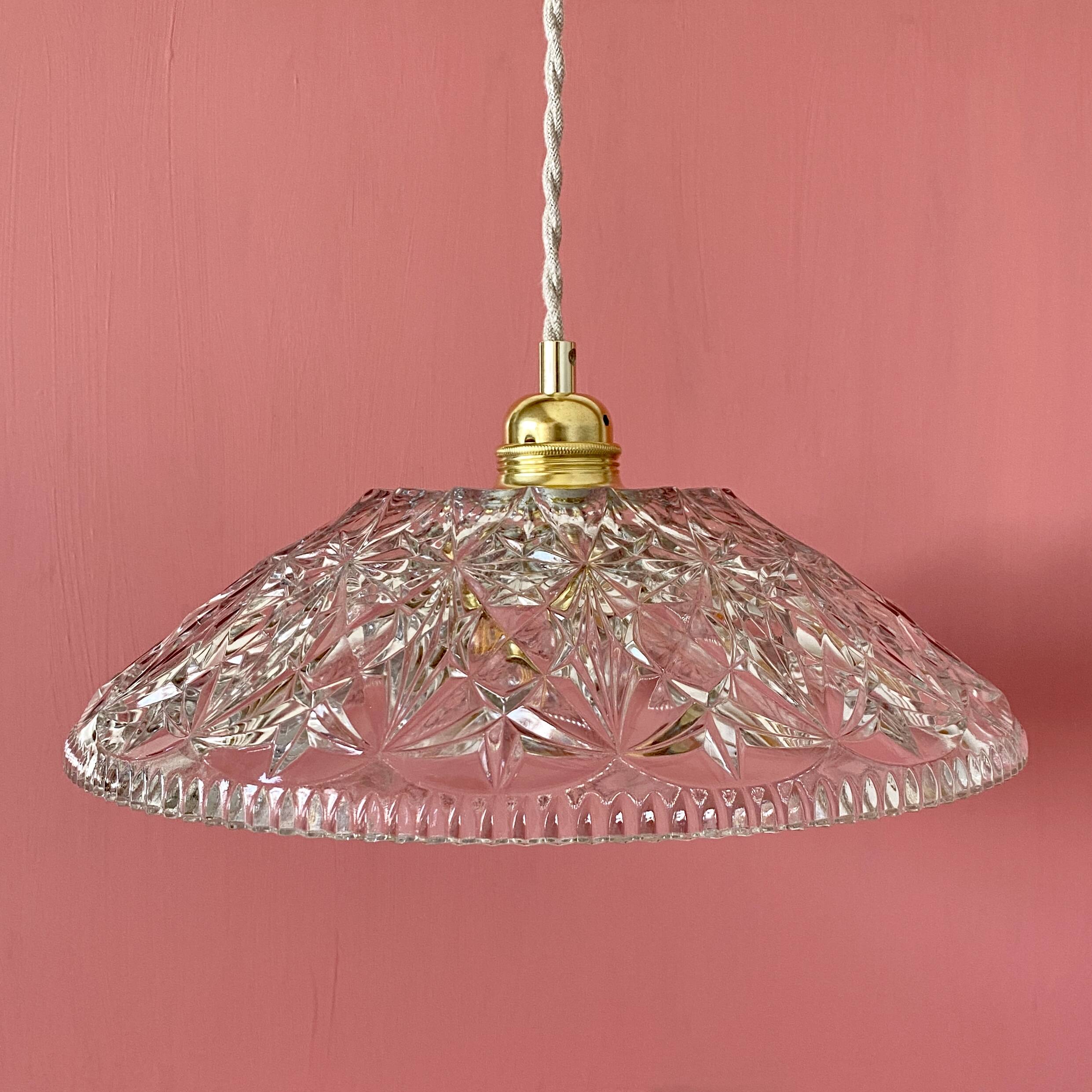 Vintage glass lampshade pendant light - tableware collection -