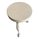 Pair of cream-white cast iron side tables with wooden tops — neoclassical shabby-chic