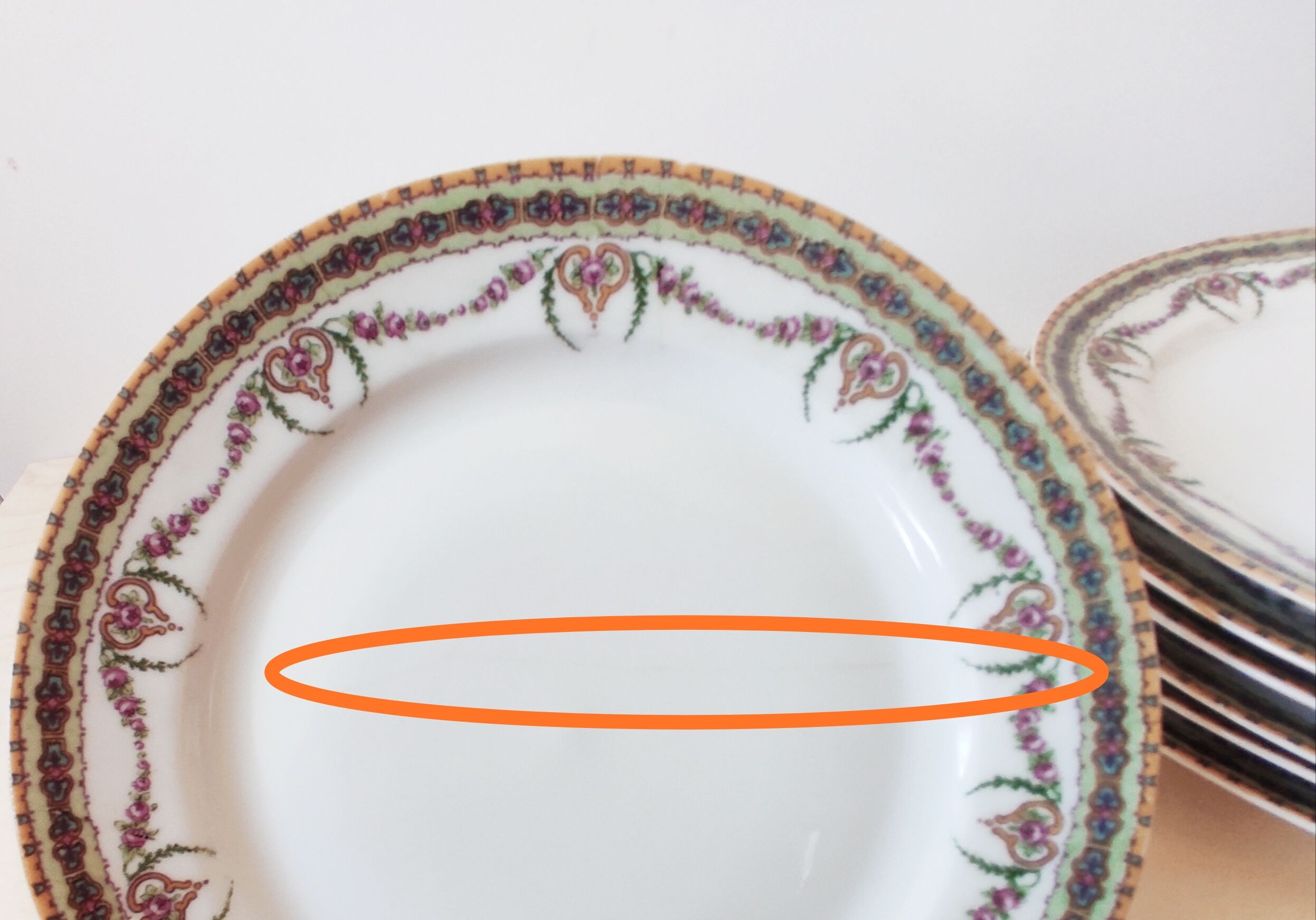 Set of 8 dessert plates and one Limoges dish