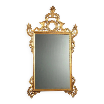 Antique carved and gilded wooden mirror, Italy, 20th century